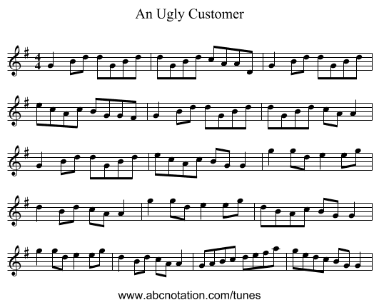 An Ugly Customer - staff notation