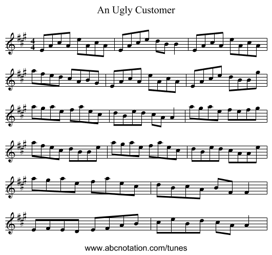 An Ugly Customer - staff notation