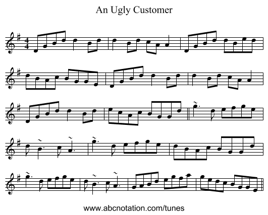 An Ugly Customer - staff notation