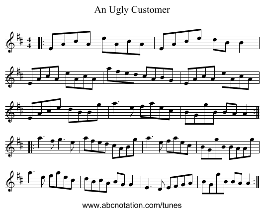 An Ugly Customer - staff notation