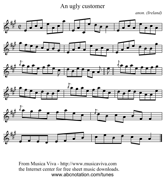 An ugly customer - staff notation