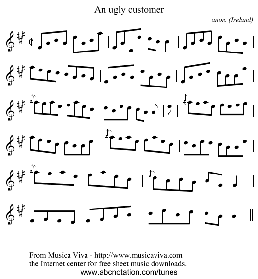 An ugly customer - staff notation