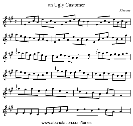 an Ugly Customer - staff notation