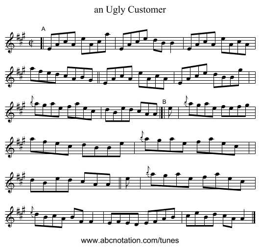 an Ugly Customer - staff notation