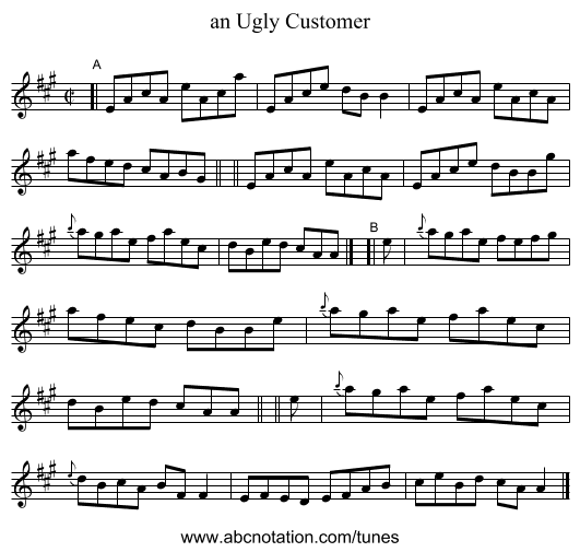 an Ugly Customer - staff notation