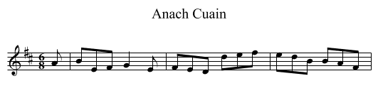 Anach Cuain - staff notation