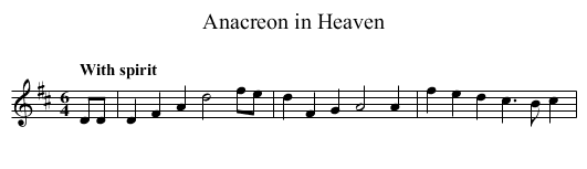 Anacreon in Heaven - staff notation