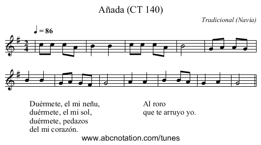 Añada (CT 140) - staff notation