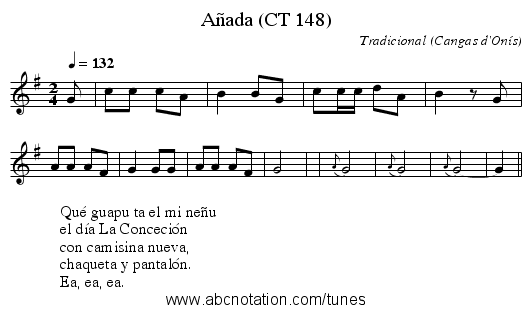 Añada (CT 148) - staff notation