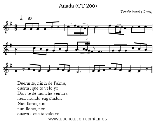 Añada (CT 266) - staff notation
