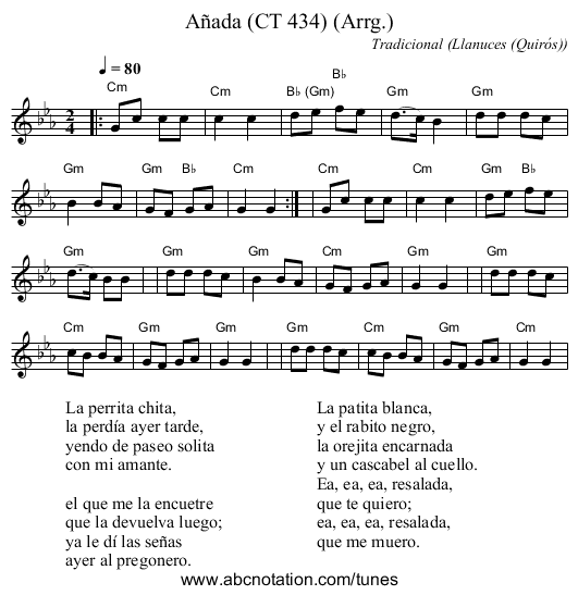 Añada (CT 434) (Arrg.) - staff notation