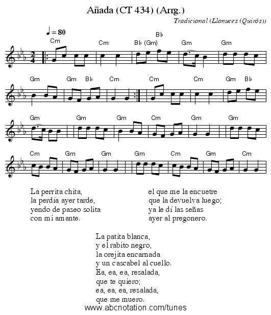 Añada (CT 434) (Arrg.) - staff notation