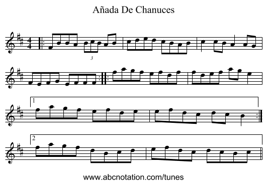 Añada De Chanuces - staff notation