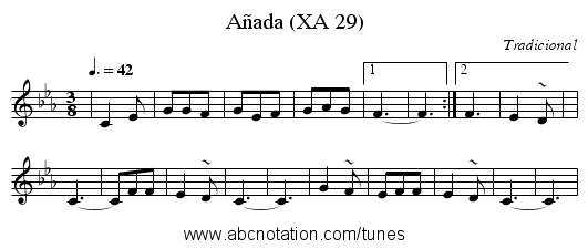 Añada (XA 29) - staff notation