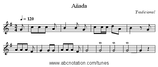 Añada - staff notation