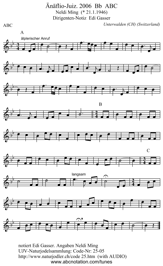 Änäflio-Juiz. 2006  Bb  ABC - staff notation