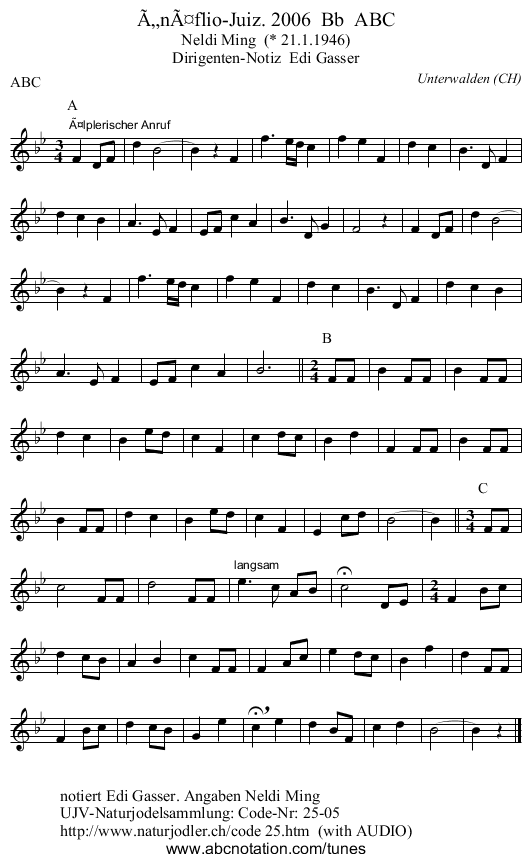 Änäflio-Juiz. 2006 Bb ABC - staff notation
