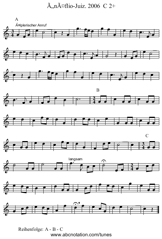 Ã„nÃ¤flio-Juiz. 2006  C 2+ - staff notation