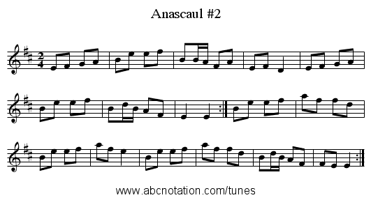 Anascaul #2 - staff notation