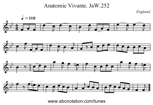 Anatomie Vivante. JaW.252 - staff notation