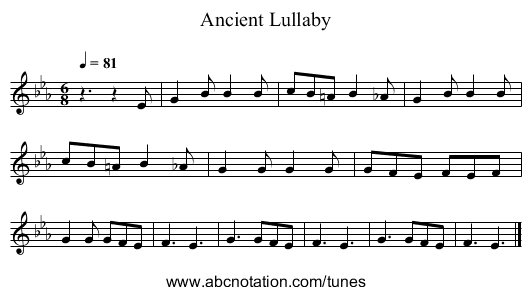Ancient Lullaby - staff notation