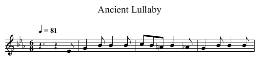 Ancient Lullaby - staff notation