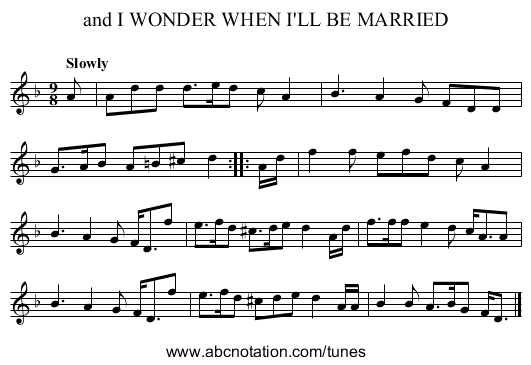 and I WONDER WHEN I'LL BE MARRIED - staff notation