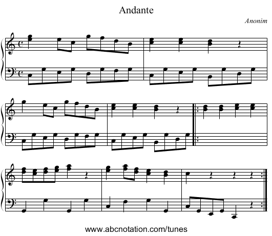 Andante - staff notation