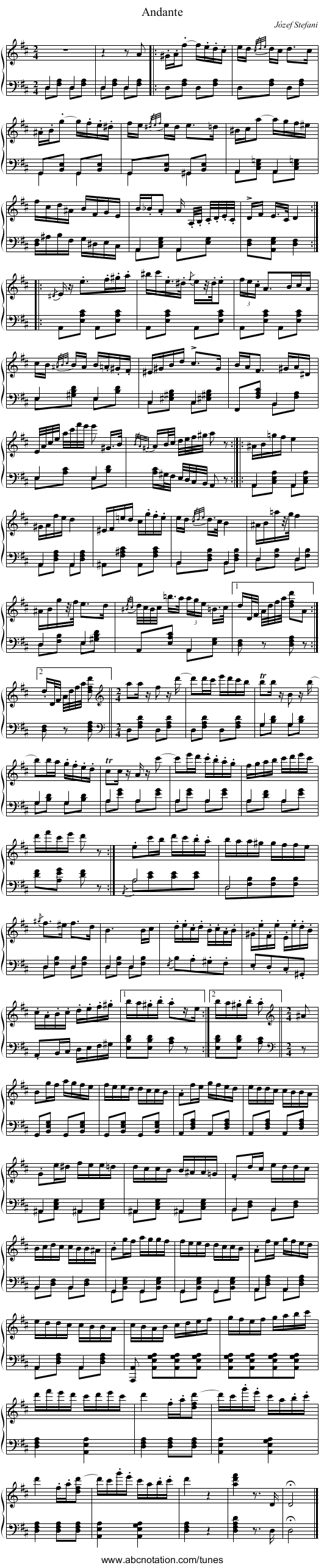 Andante - staff notation