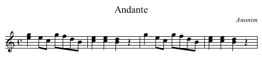 Andante - staff notation