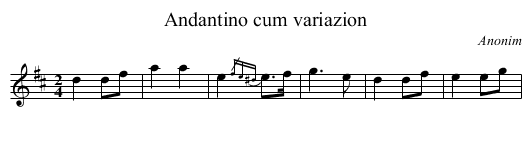 Andantino cum variazion - staff notation