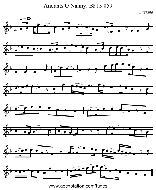 Andants O Nanny. BF13.059 - staff notation
