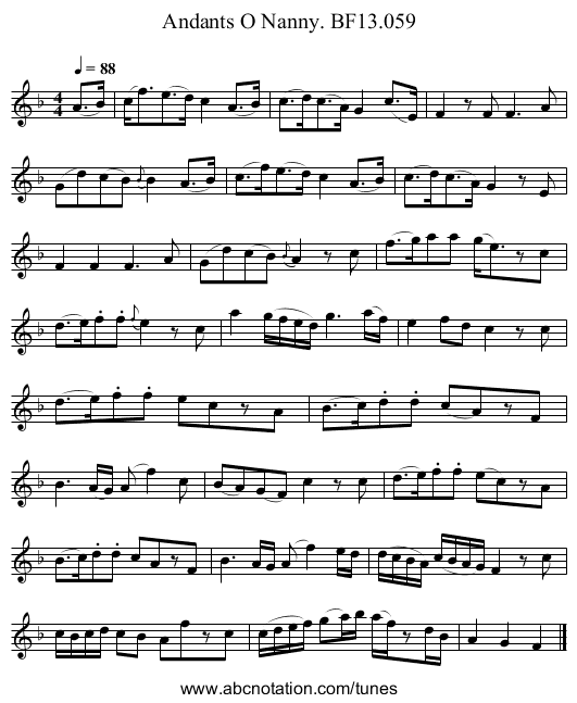Andants O Nanny. BF13.059 - staff notation