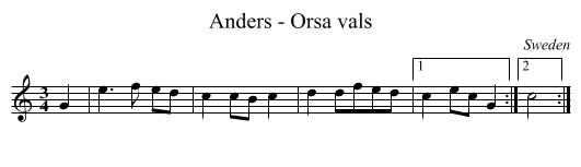 Anders - Orsa vals - staff notation