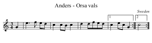 Anders - Orsa vals - staff notation