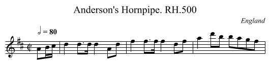 Anderson's Hornpipe. RH.500 - staff notation