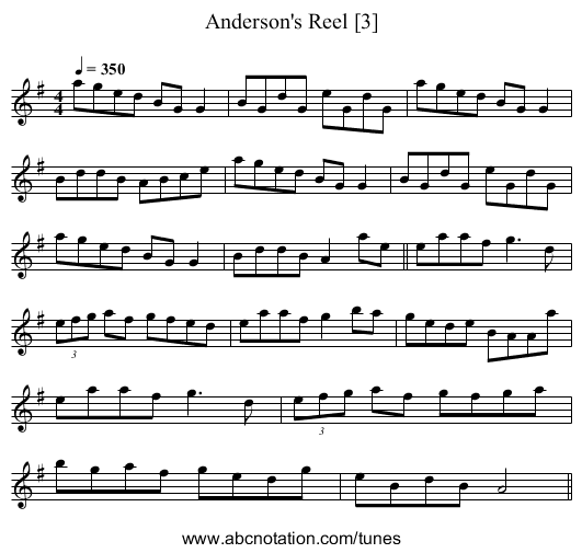 Anderson's Reel [3] - staff notation
