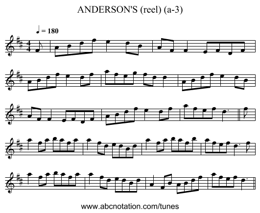 ANDERSON'S (reel) (a-3) - staff notation
