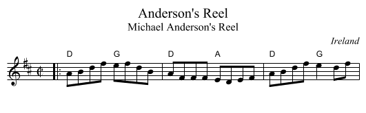 Anderson's Reel - staff notation