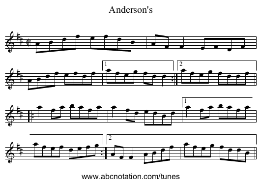 Anderson's - staff notation
