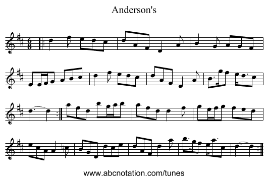 Anderson's - staff notation