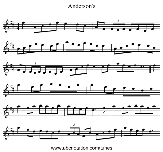 Anderson's - staff notation