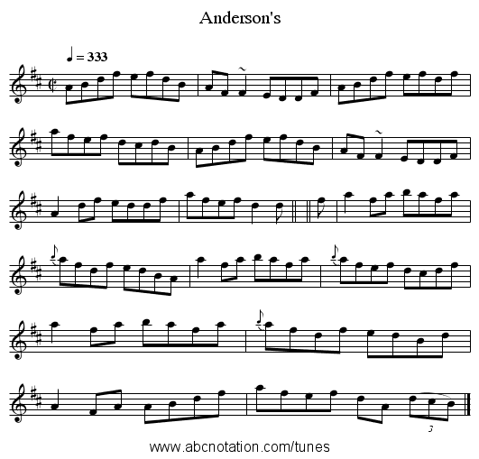 Anderson's - staff notation