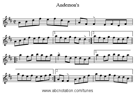Anderson's - staff notation