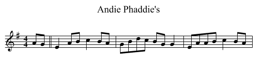 Andie Phaddie's - staff notation