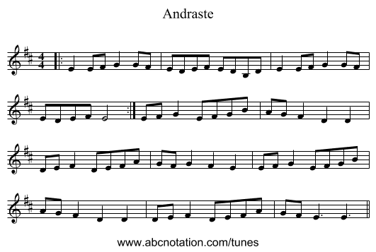 Andraste - staff notation