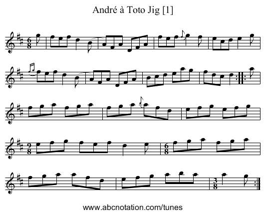 André à Toto Jig [1] - staff notation
