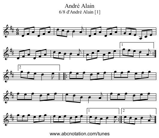 André Alain - staff notation