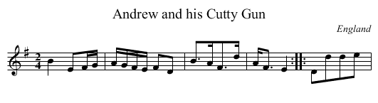 Andrew and his Cutty Gun - staff notation