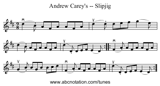 Andrew Carey's -- Slipjig - staff notation